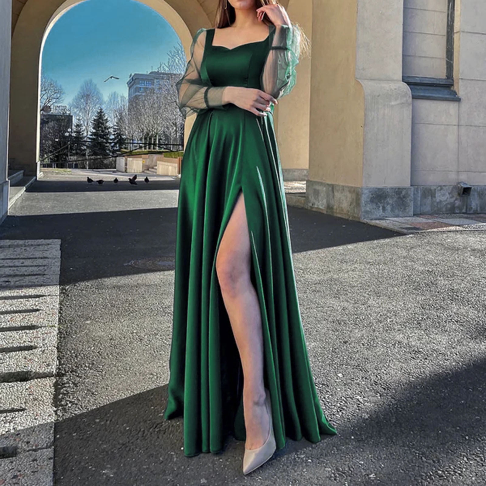 green winter dress